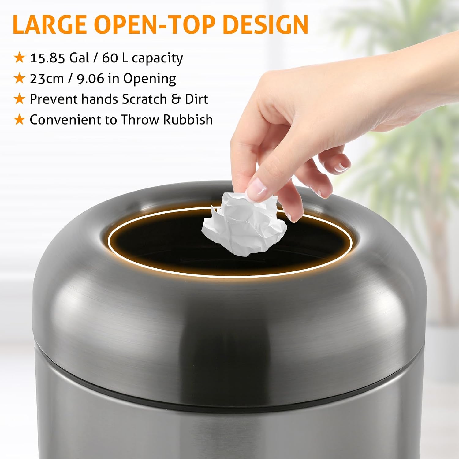 ถังขยะขนาดใหญ่ 16 แกลลอน สีเงิ - Commercial Kitchen Bin บทวิจารณ์และราคา