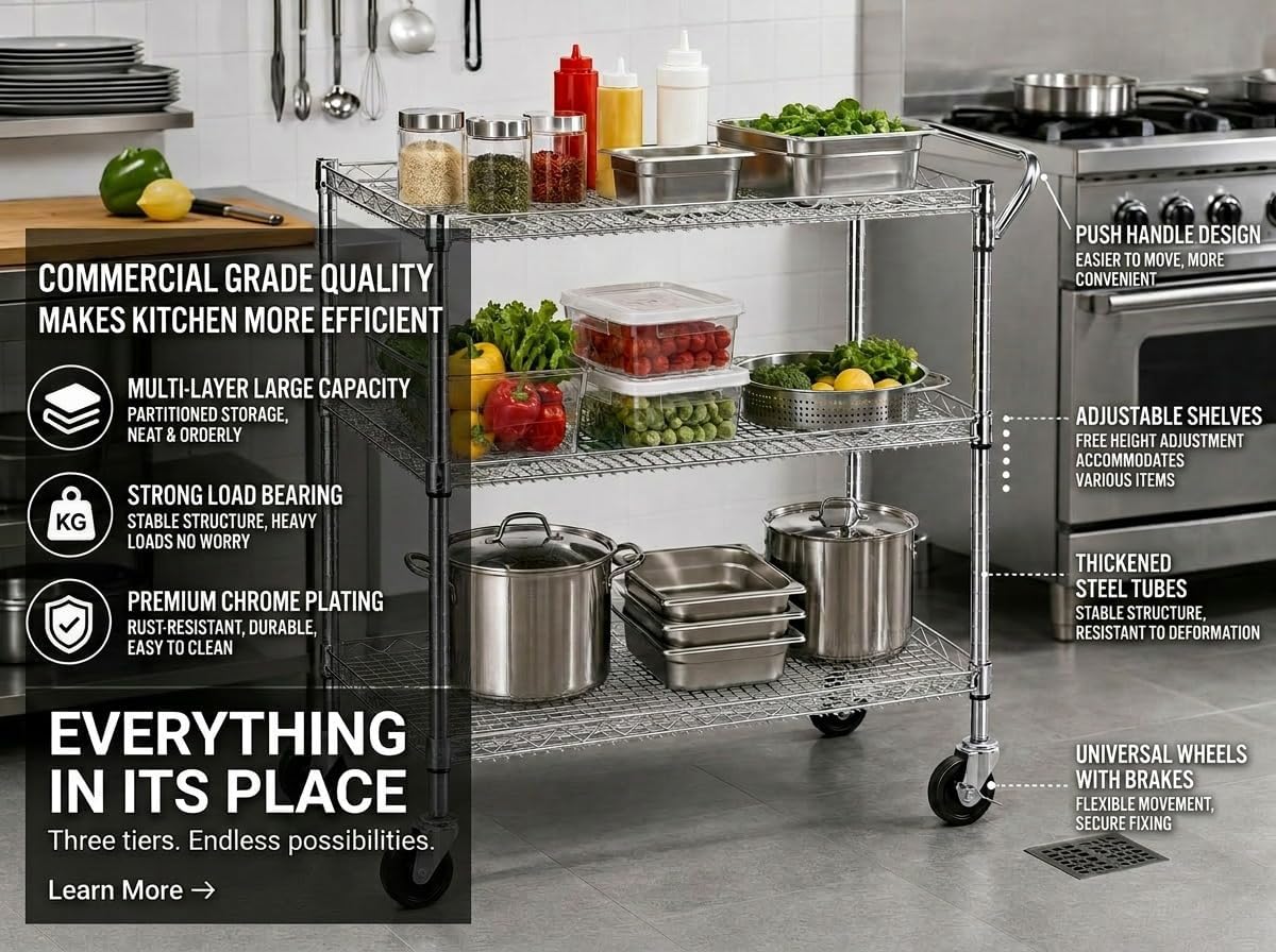 รถเข็นอเนกประสงค์สำหรับห้องครั - Commercial Kitchen And Bar บทวิจารณ์และราคา